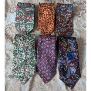 6 Floral Ties Boston Trader, Oleg Cassini, Boston Traders, Harve Bernard Vintage